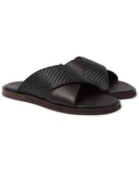 Ermenegildo Zegna Woven Leather Sandals - Black