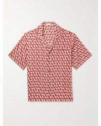 Valentino Garavani - Camp-collar Logo-print Silk Crepe De Chine Shirt - Lyst