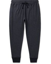 Kingsman - Tapered Herringbone Wool And Cotton-blend Jersey Sweatpants - Lyst