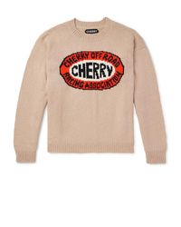 CHERRY LA - Off Road Logo-intarsia Organic Cotton Sweater - Lyst