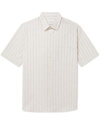 Sunspel - Embroidered Striped Cotton Shirt - Lyst