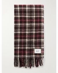 NN07 - Fringed Checked Wool Scarf - Lyst