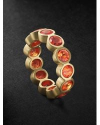 42 Suns - Small Memoire-Ring aus 14 Karat geschwärztem Gold mit synthetischen Saphiren - Lyst