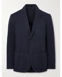 Sunspel - Unstructured Garment-Dyed Cotton And Linen-Blend Twill Blazer - Lyst