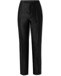 Saint Laurent - Straight-leg Pleated Pinstriped Wool And Silk-blend Suit Trousers - Lyst