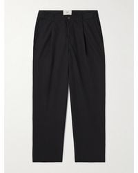 Folk - Wide-leg Pleated Cotton And Linen-blend Twill Trousers - Lyst