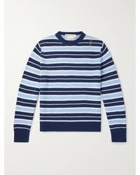 Marni - Logo-Embroidered Striped Wool And Cashmere-Blend Sweater - Lyst