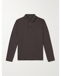 dunhill - Oberteil aus Piqué aus einer Baumwoll-Seidenmischung mit Polokragen - Lyst
