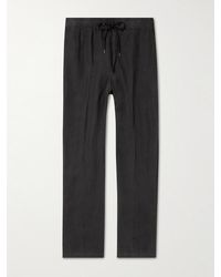 James Perse - Garment-Dyed Straight-Leg Linen Drawstring Trousers - Lyst