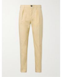 Incotex - Straight-leg Pleated Cotton-blend Poplin Trousers - Lyst