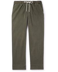 James Perse - Slim-fit Straight-leg Brushed Cotton-blend Twill Drawstring Trousers - Lyst