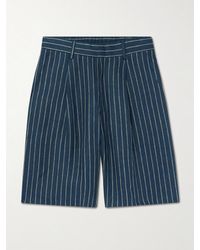 NN07 - Kay 1455 Straight-Leg Pleated Striped Linen Shorts - Lyst