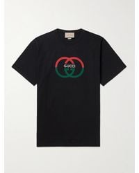 Gucci - Interlocking G-print Crewneck Cotton-jersey T-shirt - Lyst