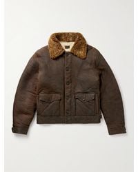 RRL - Peyton Shearling-trimmed Leather Jacket - Lyst