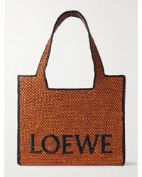 Loewe - Paula's Ibiza Tote bag in rafia con logo ricamato - Lyst