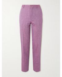 Etro - Roma Tapered Linen And Wool-blend Suit Trousers - Lyst