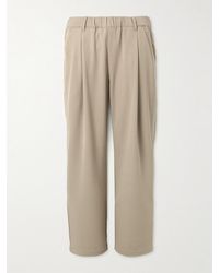 Dime - Straight-leg Pleated Logo-embroidered Twill Trousers - Lyst