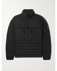 Stone Island - Daunenjacke aus gestepptem Shell mit kurzem Reißverschluss und Logodetail - Lyst
