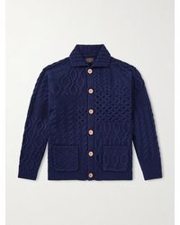 Beams Plus - Alan Patchwork Cable-Knit Wool Cardigan - Lyst