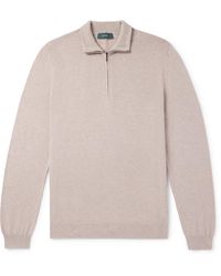 Incotex - Zanone Slim-Fit Cotton Zip-Up Sweater - Lyst