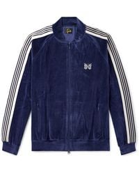 Needles - Logo-Embroidered Striped Cotton-Blend Velour Track Jacket - Lyst