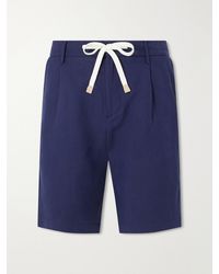 Eleventy - Wide-leg Lyocell And Linen-blend Twill Shorts - Lyst
