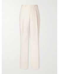 Saman Amel - Amo Straight-leg Pleated Peached Cotton-blend Twill Suit Trousers - Lyst