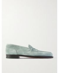 John Lobb - Bath Leather-Trimmed Suede Loafers - Lyst