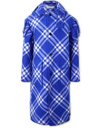 Burberry - Checked Wool Hooded Coat - Lyst