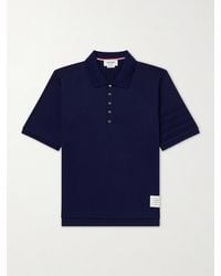 Thom Browne - Striped Logo-Appliqué Cotton-Jersey Polo Shirt - Lyst