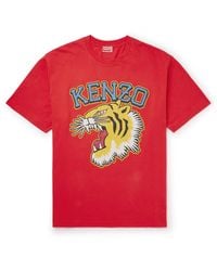 KENZO - Tiger Varsity Brand-print Boxy-fit Cotton-jersey T-shirt X - Lyst