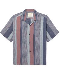 Kardo - Camp-collar Embroidered Striped Cotton Shirt - Lyst