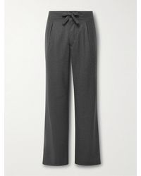 STÒFFA - Straight-leg Pleated Wool-flannel Drawstring Trousers - Lyst