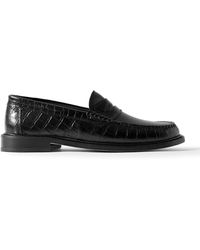 VINNY'S - Yardee Croc-Effect Leather Penny Loafers - Lyst