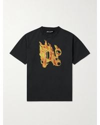 Palm Angels - Burning T-Shirt aus Baumwoll-Jersey mit Logoverzierung und Logoprint - Lyst