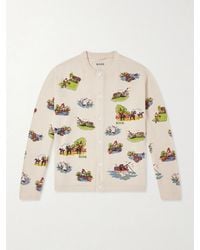 Bode - Camp Bead-embellished Jacquard-knit Wool And Cotton-blend Cardigan - Lyst
