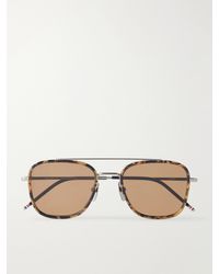 Thom Browne - Aviator-Style-Tone Titanium Sunglasses - Lyst