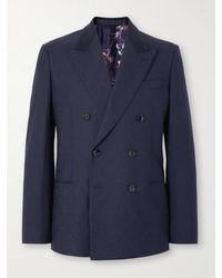 Etro - Double-Breasted Felt-Trimmed Wool-Jacquard Suit Jacket - Lyst