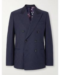 Etro - Double-breasted Felt-trimmed Wool-jacquard Suit Jacket - Lyst