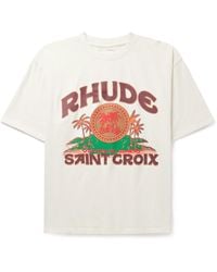 Rhude - Saint Croix Logo-print Cotton-jersey T-shirt - Lyst