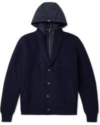 Herno - Layered Shawl-Collar Ribbed Wool And Stretch-Nylon Hooded Jacket - Lyst