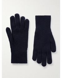 Moncler - Logo-appliquéd Ribbed Virgin Wool Gloves - Lyst