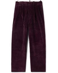Bode - Wide-Leg Cropped Pleated Cotton-Corduroy Trousers - Lyst