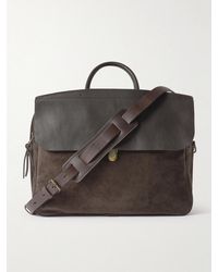 Bleu De Chauffe - Zeppo Duo Full-Grain Leather-Trimmed Suede Briefcase - Lyst