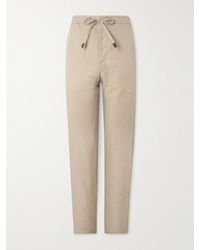 Canali - Linen And Silk-Blend Drawstring Trousers - Lyst