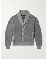ZEGNA - Shawl-Collar Waffle-Knit Cashmere And Mohair-Blend Cardigan - Lyst