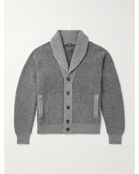 ZEGNA - Shawl-Collar Waffle-Knit Cashmere And Mohair-Blend Cardigan - Lyst