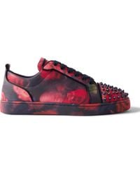 Christian Louboutin - Louis Junior Spikes Orlato Floral-Print Leather Sneakers - Lyst