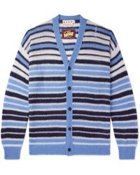 Marni - Logo-Embroidered Striped Mohair-Blend Cardigan - Lyst