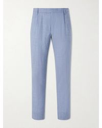 MR P. - Straight-Leg Pleated Wool, Silk And Linen-Blend Suit Trousers - Lyst